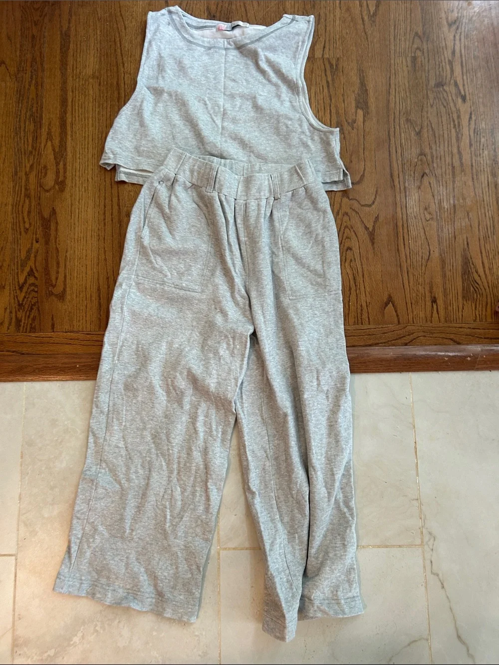 FREE PEOPLE Women’s Light Gray Knit Wide-Leg Jumpsuit - Picture 1 of 1